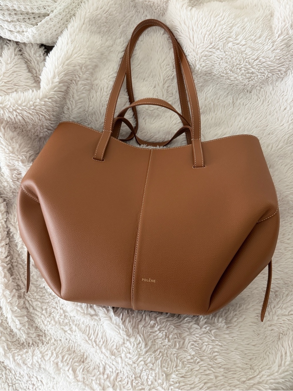 Polene Paris Full Size Cyme Tote in Textured Camel - w/ Original Box & Dust Bag - Picture 3 of 13